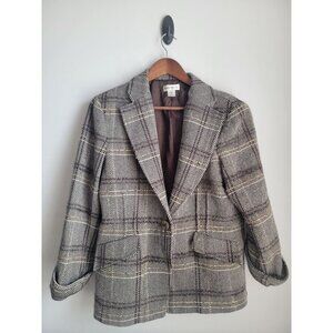 VINTAGE Barry Bricken Wool Plaid Blazer Cropped Fitted Size 12